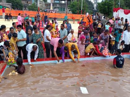 Bappa come soon emotional farewell from Akolekar to Bappa  | बाप्पा लवकर या... अशी साद घालत अकोलेकरांकडून बाप्पाला भावपूर्ण निरोप 