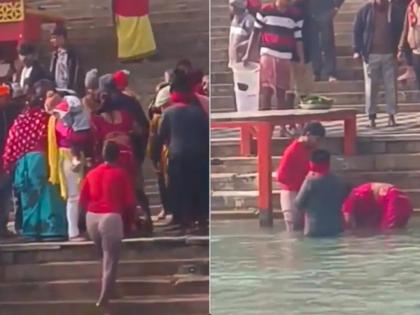 video haridwar woman drowns her 5 year old boy in ganga died | Video - अंधश्रद्धेचा कळस! कॅन्सरग्रस्त 5 वर्षांच्या मुलाला गंगेत बुडवलं, चिमुकल्याचा मृत्यू