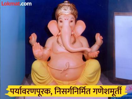 Bappa made from fallen leaves, flowers, vines, and bark of trees; Environmental awareness campaign by grain traders in Kolhapur | झाडांची गळालेली पाने फुले, वेली, सालींनी बनला बाप्पा; कोल्हापुरातील धान्य व्यापारी मंडळाचा पर्यावरणाचा जागर