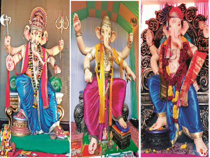 Mahaganpati craze again in Aurangabad during Ganeshotsav; 7 Ganesha idols of 11 to 17 feet height | Ganesh Mahotsav: औरंगाबादेत पुन्हा महागणपतीचा क्रेझ; ११ ते १७ फूट उंचीच्या ७ गणेशमूर्ती