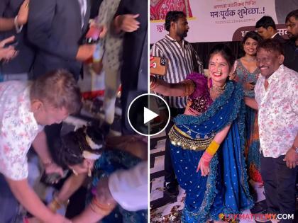 social media star lavani dancer gautami patil took blessings from maharashtrachi hasya jatra fame arun kadam in yeola video viral | भरस्टेजवर अरुण कदम यांना पाहताच गौतमीने केलं असं काही की नेटकऱ्यांकडून कौतुकाचा वर्षाव, व्हिडीओ व्हायरल