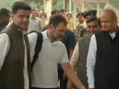 Dispute settled in Rajasthan Congress? CM Gehlot- Sachin Pilot seen together, BJP lashed out | राजस्थान काँग्रेसमध्ये वाद मिटला? सीएम गेहलोत- सचिन पायलट एकत्र दिसले, भाजपने टोला लगावला