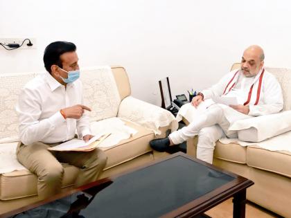 bjp leader girish mahajan meets union home minister amit shah in new delhi | Maharashtra Political Crisis: अमित शाह आणि गिरीश महाजन यांच्यात खलबतं; एकनाथ शिंदेंना भेटीची वेळ नाही! चर्चांना उधाण