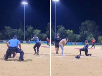 A female player proposed to her girlfriend on the playground | VIDEO: माझी होशील ना? मैदानात गुडघ्यावर बसून तिनं तिला लग्नासाठी विचारलं; अन् मग...