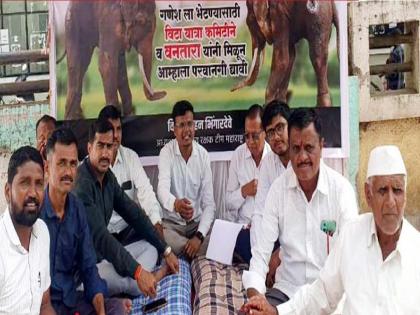 Animal rights activists hold protest for Ganesh elephant in vita sangli, Sent to Vantara for treatment two years ago | Sangli: विट्यात गणेश हत्तीसाठी प्राणीमित्राचे धरणे आंदोलन; पावणे दोन वर्षांपूर्वी उपचारासाठी वनतारात पाठवले