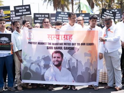 satyagraha movement of congress protest against the action against rahul gandhi in goa | काँग्रेसचे सत्याग्रह आंदोलन; राहुल गांधींवरील कारवाईचा गोव्यात निषेध, 'ते' फुटीर अपात्र कधी?