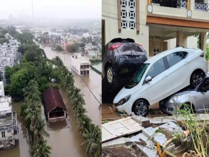 Flood-like situation in Gujarat, life disrupted; Cars drifted, crashed into each other | गुजरातमध्ये पूरसदृश्य परिस्थिती, जनजीवन विस्कळीत; गाड्या वाहून गेल्या, एकमेकांना आदळल्या