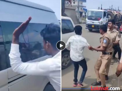 Gunaratna Sadavarte's car attacked, protesters blocked the convoy and ran towards the car | गुणरत्न सदावर्ते यांच्या गाडीवर हल्ला, आंदोलकांनी ताफा अडवल्याने उडाला गोंधळ; पोलिसांची धावपळ Gunaratna Sadavarte's car attacked, protesters blocked the convoy and ran towards the car | गुणरत्न सदावर्ते यांच्या गाडीवर हल्ला, आंदोलकांनी ताफा अडवल्याने उडाला गोंधळ; पोलिसांची धावपळ