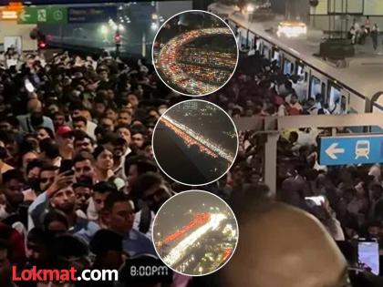 Heavy rains in Delhi NCR led to unprecedented traffic congestion in Gurugram | VIDEO: दोन तासांच्या पावसात २० किमी पर्यंत रेंगाळली वाहने; गुरुग्राममध्ये कोंडीमुळे चार तास वाहने अडकली Heavy rains in Delhi NCR led to unprecedented traffic congestion in Gurugram | VIDEO: दोन तासांच्या पावसात २० किमी पर्यंत रेंगाळली वाहने; गुरुग्राममध्ये कोंडीमुळे चार तास वाहने अडकली