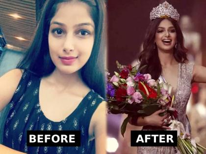 miss universe 2021 harnaaz kaur sandhu then and now look see photos | कोण होतीस तू, काय झालीस तू...! काही वर्षांपूर्वी 'अशी' दिसत होती Miss Universe हरनाज संधू