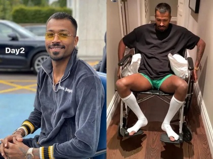Hardik Pandya walks on crutches after surgery, watch video | Video : हार्दिकची तंदुरुस्तीसाठी धडपड; व्हिलचेअरवरील फोटो पाहून सोशल मीडियावर हळहळ