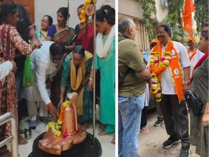 Uddhav Thackeray's Muslim candidate worshiped in temple | ठाकरे सेनेच्या मुस्लिम उमेदवाराची मंदिरात पूजा, शिवलिंगाचा अभिषेक अन् आरती केली...