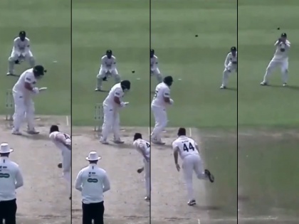 VIDEO : Mark Cosgrove or Harry Maguire? Leicestershire batsman's bizarre header will leave you in splits | Video : आता क्रिकेटमध्येही 'हेडर'; बाऊंसर चुकवण्यासाठी फलंदाजाची 'आयडियाची कल्पना'