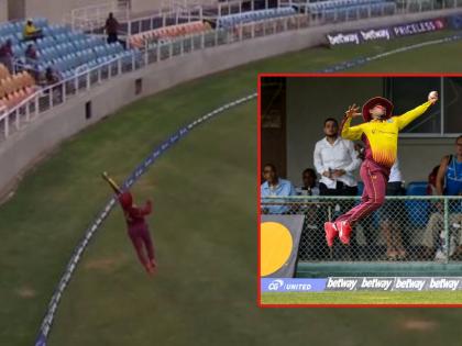 WI v NZ T20I : New Zealand won by 13 runs : What a catch, one-handed blinder from Shimron Hetmyer, Video | WI v NZ T20I : Shimron Hetmyer चा अफलातून झेल, रोहित शर्माचा मोठा विक्रम मोडण्यापासून वाचवला, Video