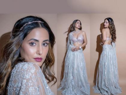 Hina Khan flaunts her glamorous look in silver lehenga