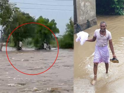 three trapped in the flood in hingoli were rescued by a farmer without caring for lives | झाडाचा आधार, चारही बाजूला पाणीच पाणी; जिवाची पर्वा न करता पुरात अडकलेल्या तिघांची केली सुटका