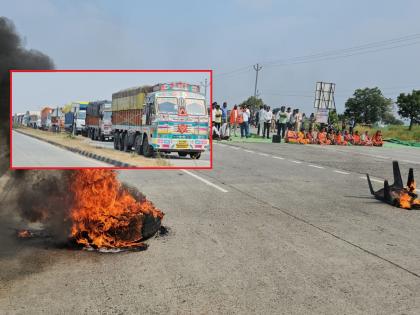 Roadblock for Maratha reservation in Hingoli; Akola road was blocked, thousands of vehicles were stuck | हिंगोलीत मराठा आरक्षणासाठी रास्ता रोको; अकोला मार्ग झाला ठप्प, हजारो वाहने अडकली