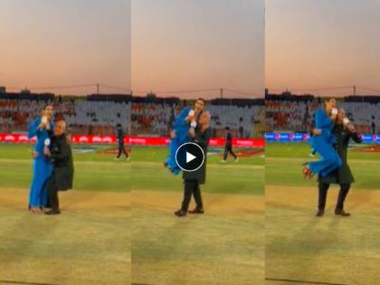 PSL 2023 Danny Morrison lifts Ben Cutting wife Erin Hollande during live coverage gets trolled on social media watch video | Erin Hollande Danny Morrison, PSL Video: भरमैदानात त्याने तिला उचललं... गरागरा फिरवलं... ; पाकिस्तानात काहीही होऊ शकतं!