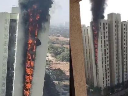 Massive fire breaks out at building at Khoni Palwa in Dombivli; Fire brigade reached the spot | डोंबिवलीतील खोणी पलावा येथील इमारतीला भीषण आग; अग्निशमन दल घटनास्थळी दाखल