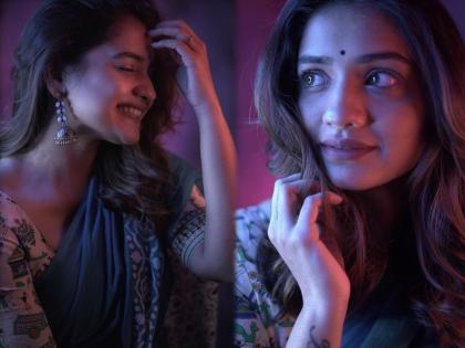 साडीत दिसलेल्या अभिनेत्री हृता दुर्गुळेच्या दिलखेच अदा, पाहा तिचे मनमोहक सौंदर्य