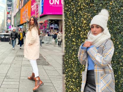 Hina khan looks stunning in her latest photo shoot she poses on new york streets | New Year सेलिब्रेट करण्यासाठी टिव्हीवरची संस्कारी बहु बॉयफ्रेंडसोबत पोहोचली न्यूयॉर्कला