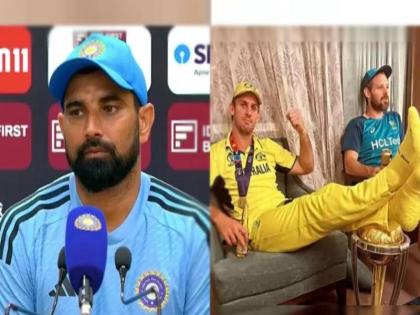  icc odi world cup 2023 final Mohammed Shami slams Mitchell Marsh for putting feet on World Cup trophy | ODI WC : "ट्रॉफीला डोक्यावर घेऊन मिरवायचं होतं पण...", मिचेल मार्शच्या कृत्यावर शमीची नाराजी