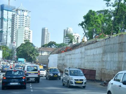 Work on the defense wall at Malabar Hill completed in record time; N. S. Traffic on both sides of Patkar Marg resumed | मलबार हिल येथील संरक्षण भिंतीचे काम विक्रमी वेळेत पूर्ण; एन. एस. पाटकर मार्गावरील दोन्ही बाजूंची वाहतूक सुरू