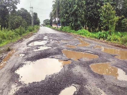 Motorists coming to Ratnagiri for Ganeshotsav face the problem of potholes | गणेशोत्सवासाठी गावी येणाऱ्या चाकरमान्यांच्या प्रवासात खड्ड्यांचे विघ्न