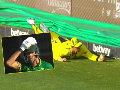 In AUS vs SA 3rd ODI, Australian player Sean Abbott took an amazing catch of South African batsman marco jansen off the bowling of nathan ellis, watch video  | AUS vs SA : अद्भुत, अविश्वसनीय! ऑस्ट्रेलियन खेळाडूचा झेल पाहून सगळेच अवाक्; फलंदाचाही विश्वास बसेना