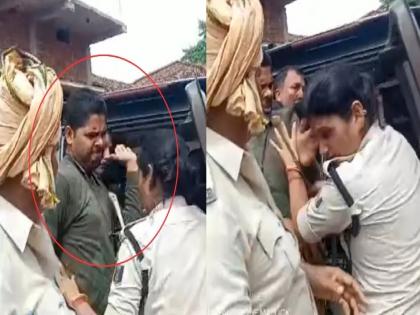 In Bihar's Bhojpur district, a video of a constable beating a woman policeman in front of everyone is going viral | कॉन्स्टेबलने महिला पोलिसाला केली मारहाण; पोलीस स्टेशनचे प्रमुख म्हणाले, "चुकून झालं..."