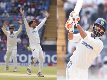 India vs New Zealand 2nd Test Day 2 Mitchell Santner picks seven wickets India bowled out for 156 New Zealand gets 102 run lead | पुण्याच्या मैदानात Mitchell Santner ची हवा; पहिल्या डावात टीम इंडियानं केल्या फक्त १५६ धावा