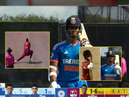  IND vs WI 5th T20 Live Yashasvi Jaiswal is dismissed for 4 runs and is shown the way out by West Indies' Akeal hosein  | IND vs WI : अति आत्मविश्वास नडला! जैस्वाल आज अ'यशस्वी', ४ चेंडू खेळून परतला तंबूत 