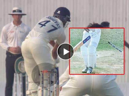 IND vs BAN 1st Test : Ebadot Hosain bowls a ripper and cleans Shreyas Iyer up; Iyer goes for 86 in 192 balls  | IND vs BAN 1st Test : काल 'बेल्स' मुळे वाचला, म्हणून आज गोलंदाजाने स्टम्पच उखडून टाकला; श्रेयस अय्यर कसा बाद झाला? 