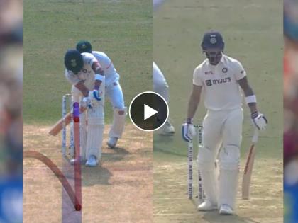 IND vs BAN 1st Test : Taijul Islam removes Virat Kohli for 1, India 85/3 on Day 1 Lunch,Rishabh Pant and Cheteshwar Pujara keep India on the move, Watch Video  | IND vs BAN 1st Test : कसला भारी चेंडू टाकला, विराट कोहलीला नाही समजला; बाद झाल्यावर गोलंदाजाकडे पाहत राहिला, Video  