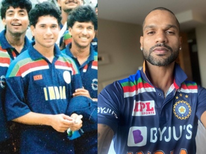 Have you seen Team India new jersey shikhar dhawan shares picture | टीम इंडियाची नवी जर्सी पाहिलीत का?, १९९२ च्या आठवणींना उजाळा