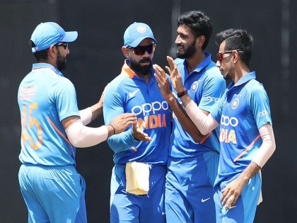 India vs West Indies: a target for Team India is 255 runs in 35 overs | India vs West Indies : गेल-लेविसच्या धडाकेबाज खेळानंतर भारताने वेस्ट इंडिजला रोखले
