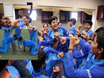 Indian women players danced to the song 'Kaala Chashma' after winning the World Cup. | ICC Women's Under-19 T20 World Cup Final: 'काला चष्मा' गाण्यावर भारतीय महिला संघातील खेळाडूंचा भन्नाट डान्स; नेटकरीही झाले फिदा!