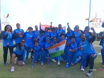 ICC Women's Under-19 T20 World Cup Final : Shafali Verma and the India U19 team on winning the ICC Women's U19 T20 World Cup. A comprehensive win over England | ICC Women's Under-19 T20 World Cup Final : भारताच्या पोरींनी वर्ल्ड कप जिंकला; इंग्लंडला नमवून शेफाली वर्माने थेट MS Dhoni सारखा पराक्रम केला 