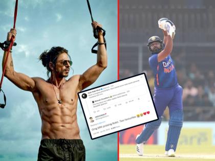 Shahrukh Khan on Rohit Sharma: Fan asks Shah Rukh Khan to describe Rohit Sharma in one line, Pathaan actor responds | Shahrukh Khan on Rohit Sharma: रोहित शर्माबाबत एका वाक्यात काय सांगशील? फॅन्सच्या प्रश्नावर 'पठाण'चं मन जिंकणारं उत्तर