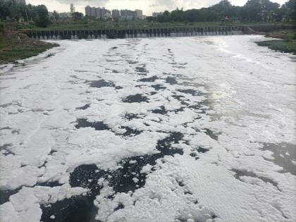 many varkari bathe in the Indrayani river during the sant dnyaneshwar palkhi ceremony But Indrayani is still frothy | Indrayani River: पालखी सोहळ्यात लाखो वारकऱ्यांचे इंद्रायणीत स्नान; मात्र इंद्रायणी अजून फेसाळलेलीच