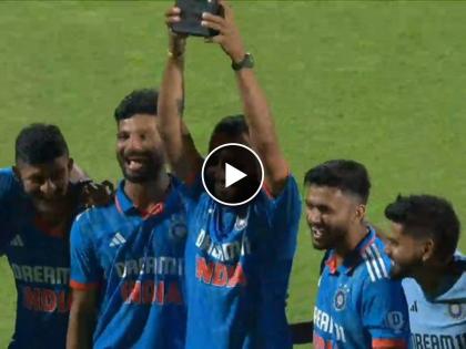 IND vs AUS 3rd ODI Live Update Marathi : Captain Rohit Sharma invites KL Rahul to collected the Winning ODI series Trophy & handed over to a local Saurashtra player in the celebrations time, video | Video : रोहित शर्माने विजयी ट्रॉफी नाही स्वीकारली, दुसऱ्याच खेळाडूला बोलावले अन् नंतर 