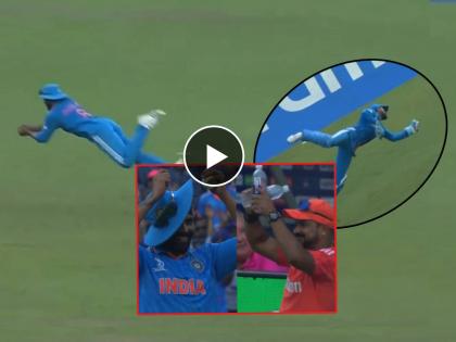 ICC ODI World Cup 2023 IND vs BAN Live : KL Rahul & Ravindra Jadeja takes brilient catches, Sir Jadeja asking for the medal from the fielding coach, Video  | अफलातून कॅचनंतर रंवीद्र जडेजाची 'गोल्ड मेडल'साठी मागणी; KL Rahul ही शर्यतीत; बघा Video  