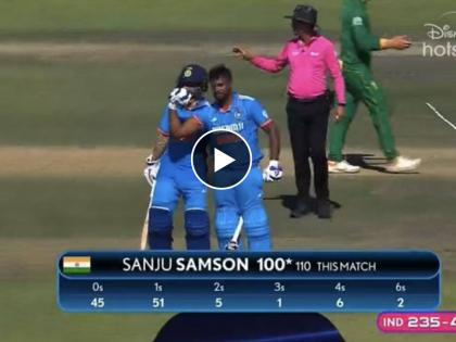 IND vs SA 3rd ODI Live Marathi : MAIDEN ODI HUNDRED FOR SANJU SAMSON, He scored 100* runs from 110 balls, Showed biceps to critics, Video | संजू सॅमसनने पहिले शतक झळकावले, टीकाकारांना बायसेप दाखवले, Video 