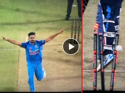 IND vs SL 2nd T20I Live : What a ball from Umran Malik, 147 kmph cleans up Bhanuka Rajapaksha, Watch Video | IND vs SL 2nd T20I Live : उम्रान मलिकच्या 'वेगा'ला तोड नाही; श्रीलंकेच्या भानुका राजपक्षाचा उडवला दांडा, Video 