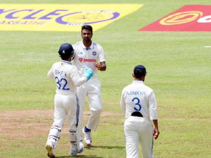 IND vs WI 1st Test Live updates Marathi : FIVE-WICKET HAUL FOR R ASHWIN,  West Indies 150/10 (64.3 overs) | IND vs WI 1st Test : WTC Final मधून वगळलेल्या आर अश्विनने दाखवला दम; ५ विकेट्स घेत वेस्ट इंडिजचा पहिला डाव गुंडाळला