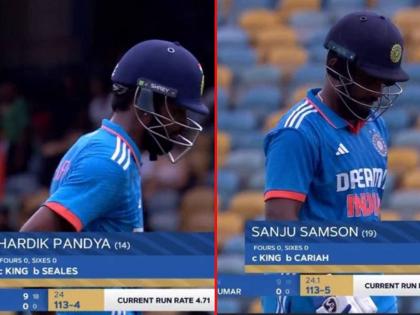 IND vs WI 2nd ODI Live Marathi : India in big trouble now, Hardik Pandya and Sanju Samson out back to back, India 113/5, Rain stops play at Barbados. | W,W,W,W,W! भारतीय संघ संकटात, वेस्ट इंडिजच्या गोलंदाजांनी १३ धावांत घेतल्या ५ विकेट्स