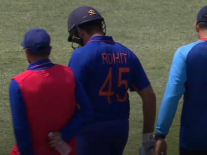 IND vs WI 3rd T20I Live Updates : Rohit Sharma has left the ground due to a possible hamstring issue, Shreyas Iyer comes to bat. | IND vs WI 3rd T20I Live Updates : रोहित शर्माने अचानक मैदान सोडले, टीम इंडियाची वाढली धाकधुक; जाणून घ्या नेमके काय झाले