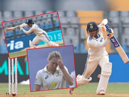 INDW vs AUSW test match Australia all out for 219 runs, Pooja Vastrakar took 4 wickets and Deepti Sharma took 3 wickets, Smriti Mandhana is unbeaten on 43 runs | INDW vs AUSW: बलाढ्य ऑस्ट्रेलियाची 'कसोटी', भारतीय गोलंदाजांची कमाल; स्मृतीचं जोरदार प्रत्युत्तर