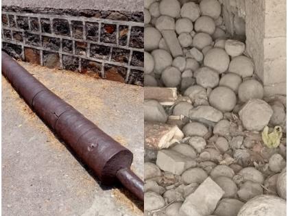 Historical treasure! Two trucks with artillery and 5 artillery pieces were also found in Udgir fort | ऐतिहासिक खजिना! उदगीरच्या किल्ल्यात दोन ट्रक तोफगोळ्यांसह ५ तोफाही सापडल्या