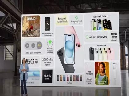 Apple Event 2023 48MP Camera Dynamic Island iPhone 15 launch with amazing features | Apple Event 2023 : मास्टरक्लास! iPhone 15 लॅान्च; जबरा कॅमेरा, गेमिंग पावर अन् टाइप-सी पोर्ट; किंमतही जाहीर